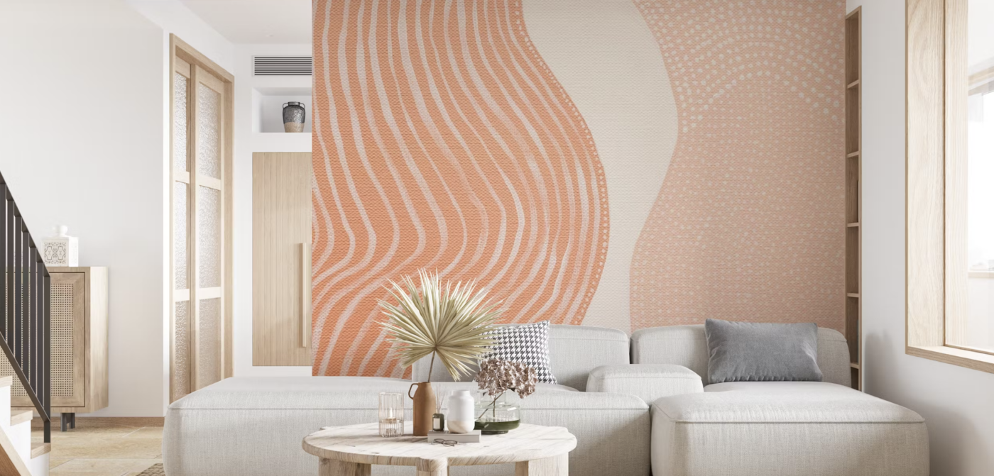 Peach Wallpaper Living Room