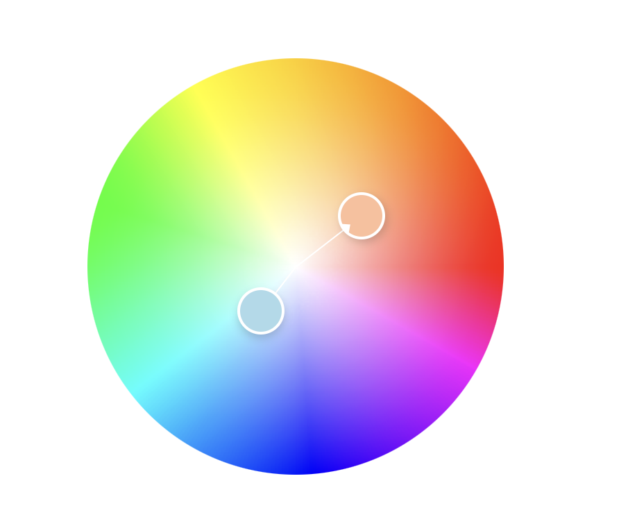 Adobe Color Wheel: Complementary Colours Peach Fuzz and Blue