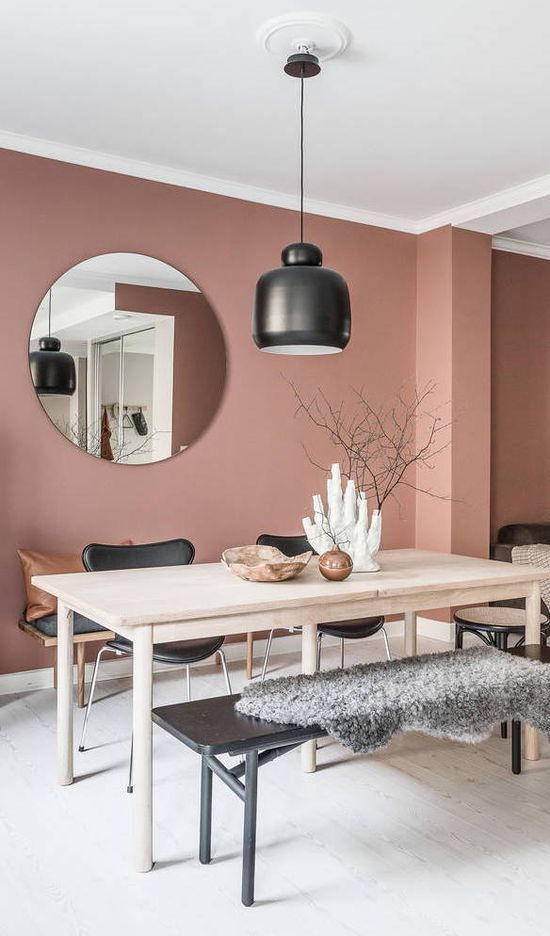 Dusty Rose dining room colour