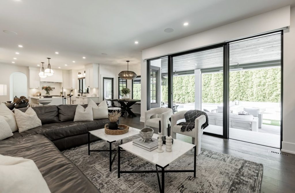 An open plan living room after an interior repaint