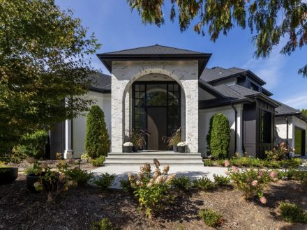 A stone and stucco home exterior in Tsawwassen